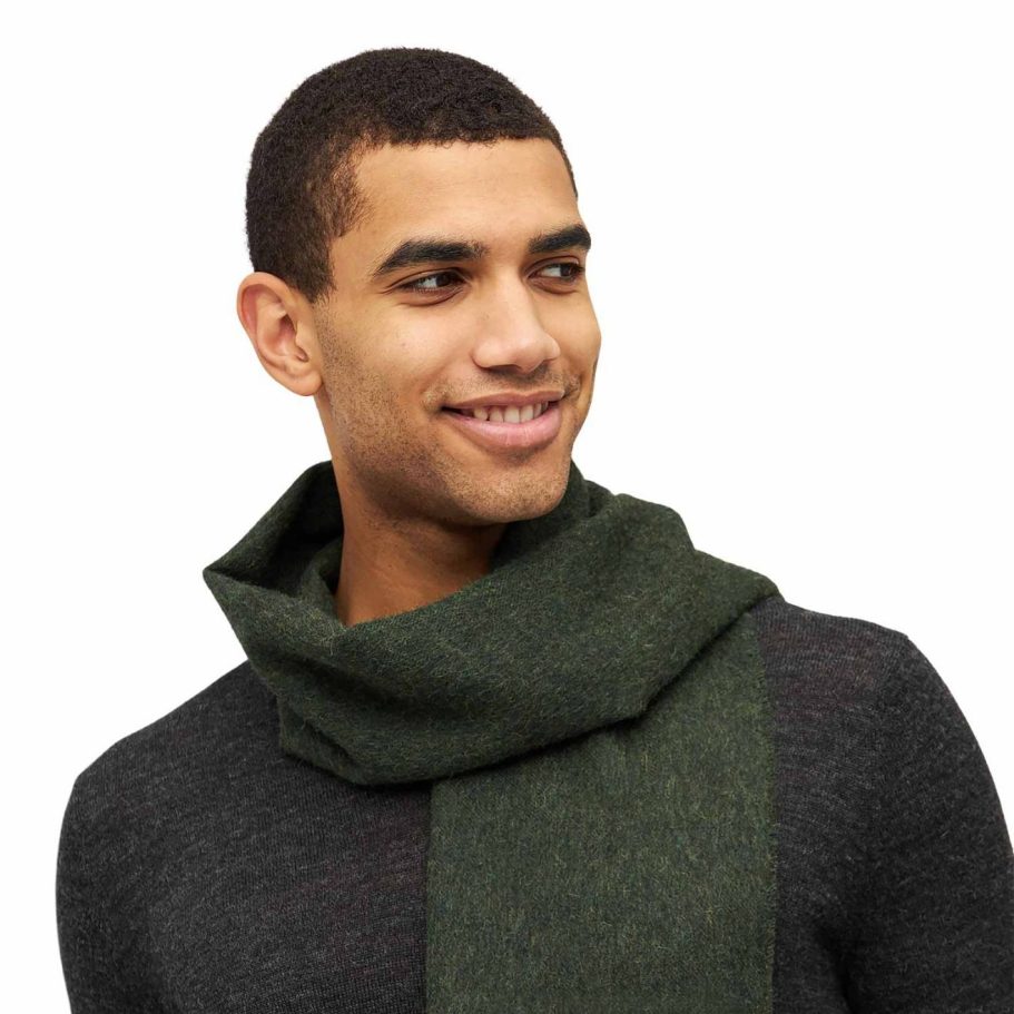 Akaari - Premium Alpaka Mützen Akaari - Premium Alpaka Mützen - Bunte Berglandschaft mit geschichteten Farben und dramatischem Himmel über Wanderern.